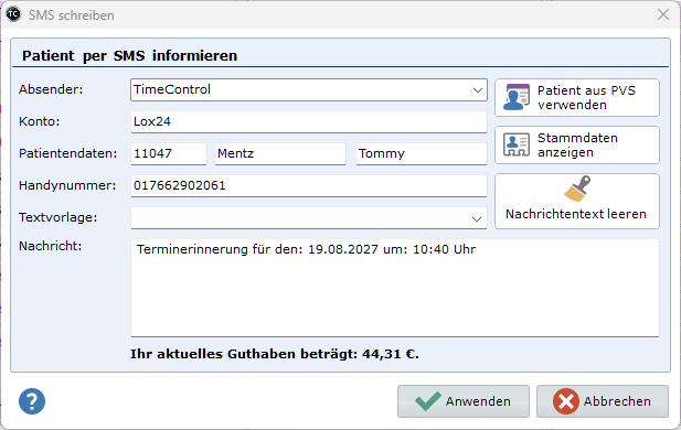 TimeControl Startansicht
